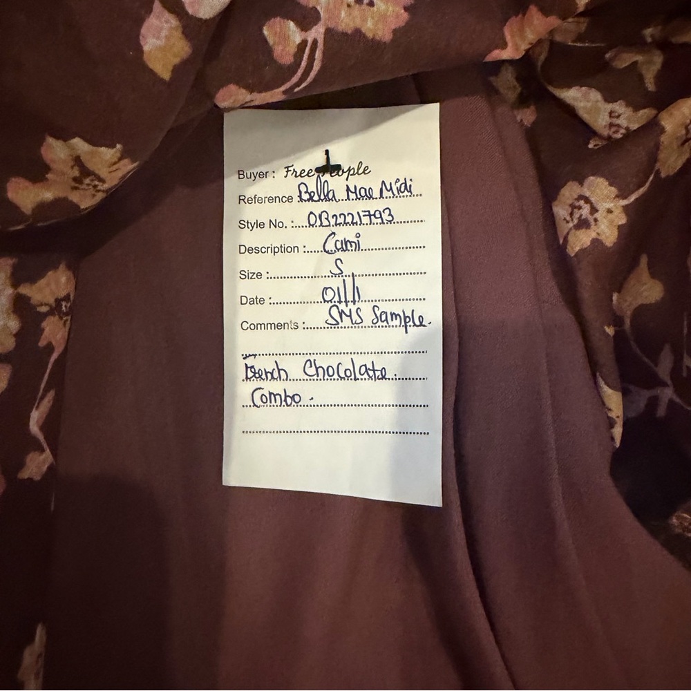 Free People Bella Mae Midi Chocolate Floral Dress - NWT Sample - Picture 5 of 6